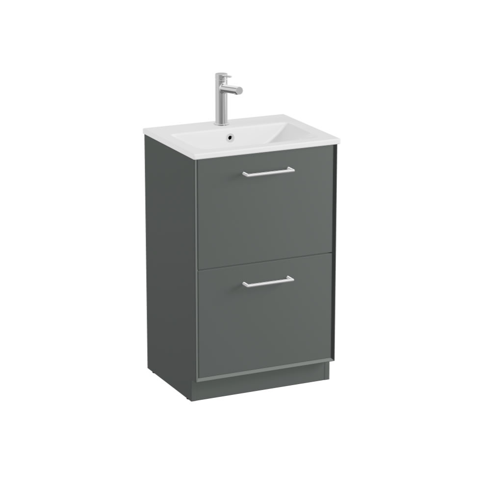 Vado Safari Smooth 500mm Charcoal Grey Floor Mounted Vanity Unit & Ceramic Basin